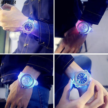 New Women Fashion Geneva LED Backlight Crystal Quartz Sport Waterproof Wristwatches - The Jewellery Supermarket